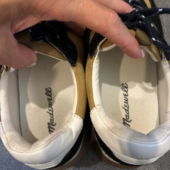 Madewell Kickoff Trainer Sneakers size 10 Suede and Leather Black and Camel Tan - Picture 8 of 12